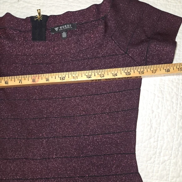 Guess Bodycon Cocktail Dress Cranberry Metallic Size 6 Party Event Date Night - Picture 5 of 9
